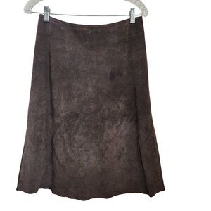Boden Brown 100% Leather Suede Soft Aline Skirt 10 Regular‎ W 29" Made in UK